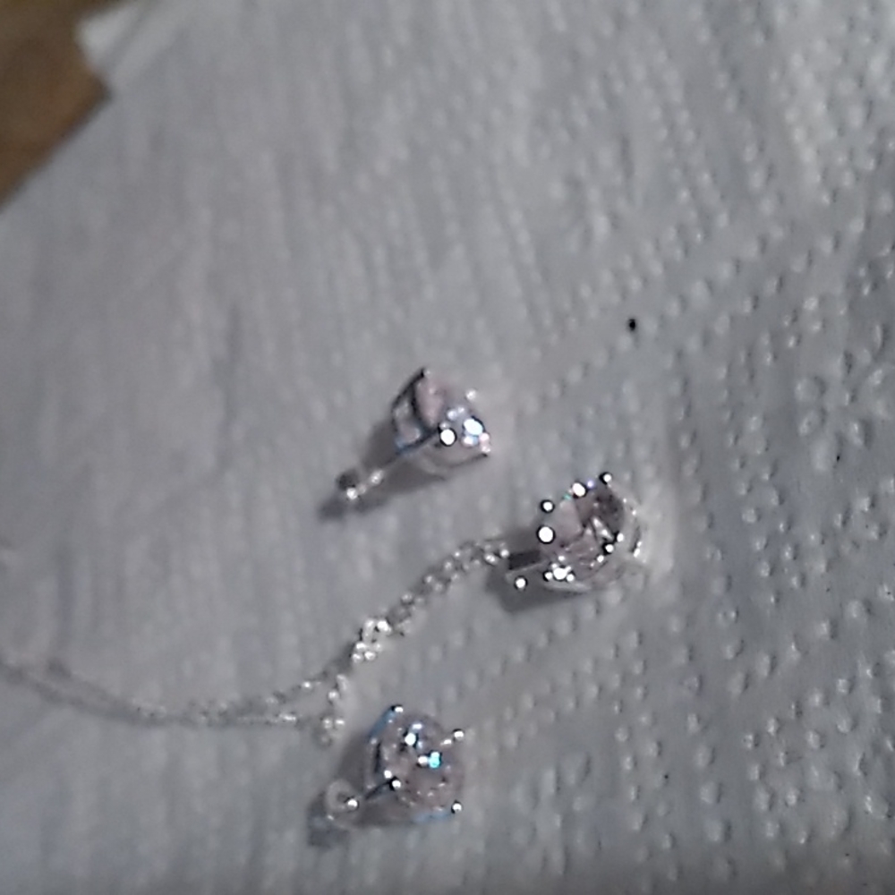 Diamond pendant and earring set